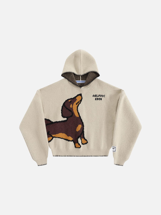 [Pre-Order] Aelfric Eden Boxy Dachshund Knit Pullover Hoodie