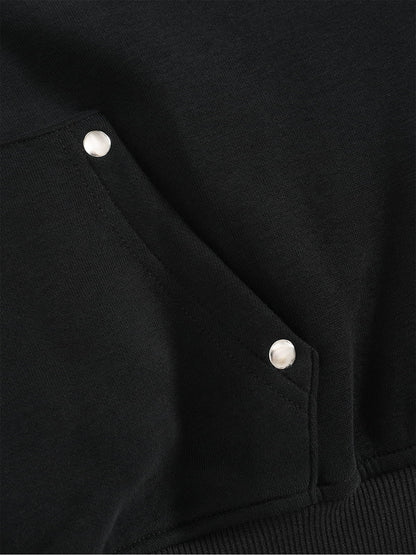 Aelfric Eden Cropped Script Embroidery Zip Up Hoodie