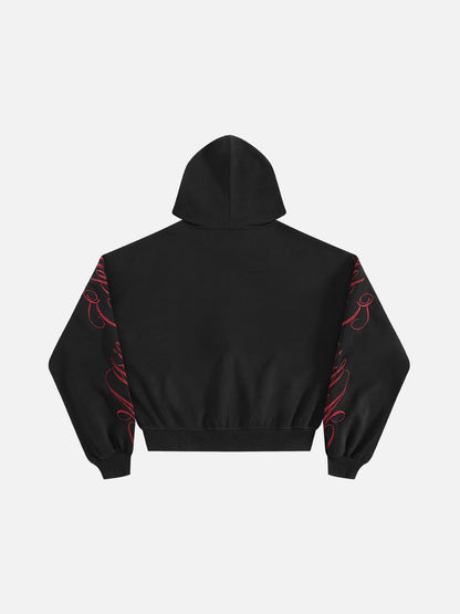 Aelfric Eden Boxy Script Embroidery Zip Up Hoodie