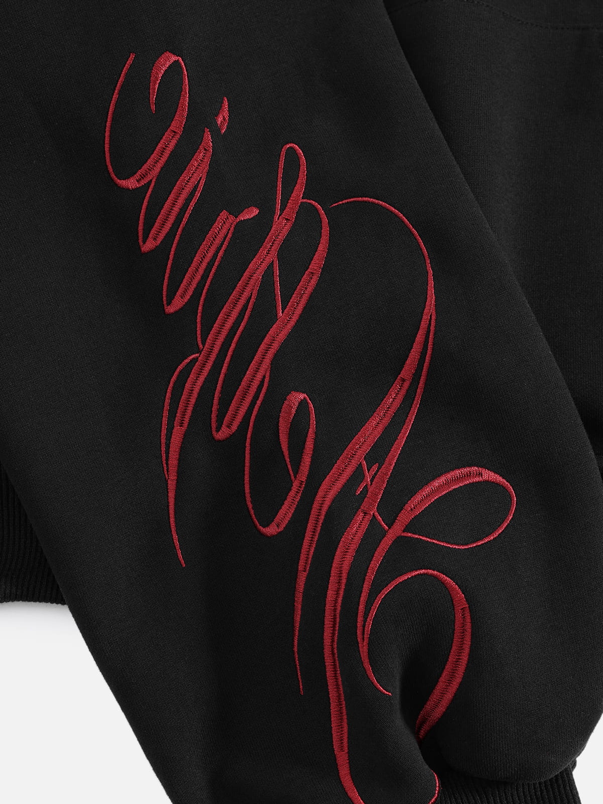 Aelfric Eden Boxy Script Embroidery Zip Up Hoodie