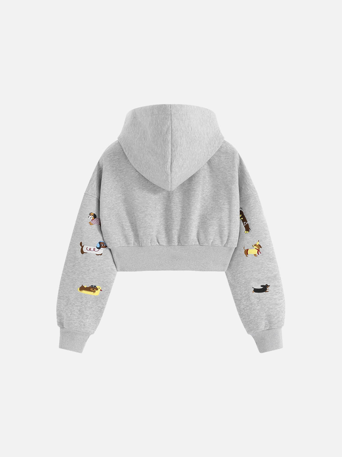 Aelfric Eden Cropped Embroidered Dachshund Zip Up Hoodie