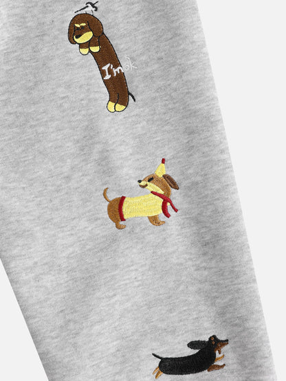 Aelfric Eden Cropped Embroidered Dachshund Zip Up Hoodie