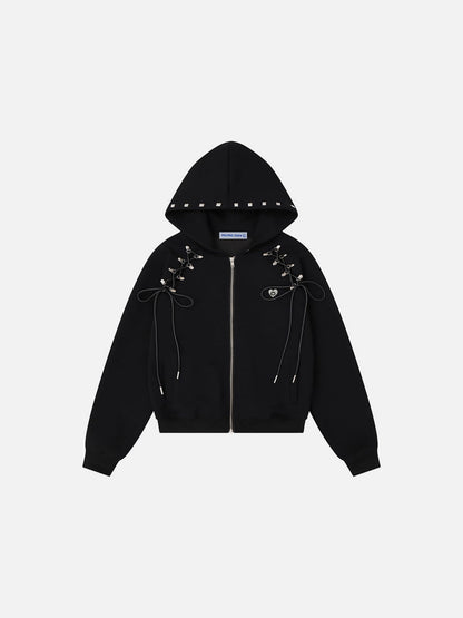 Aelfric Eden Boxy Laced Zip Up Hoodie
