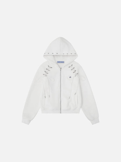 Aelfric Eden Boxy Laced Zip Up Hoodie