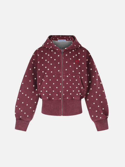 Aelfric Eden Cropped All-Over Print Zip Up Hoodie