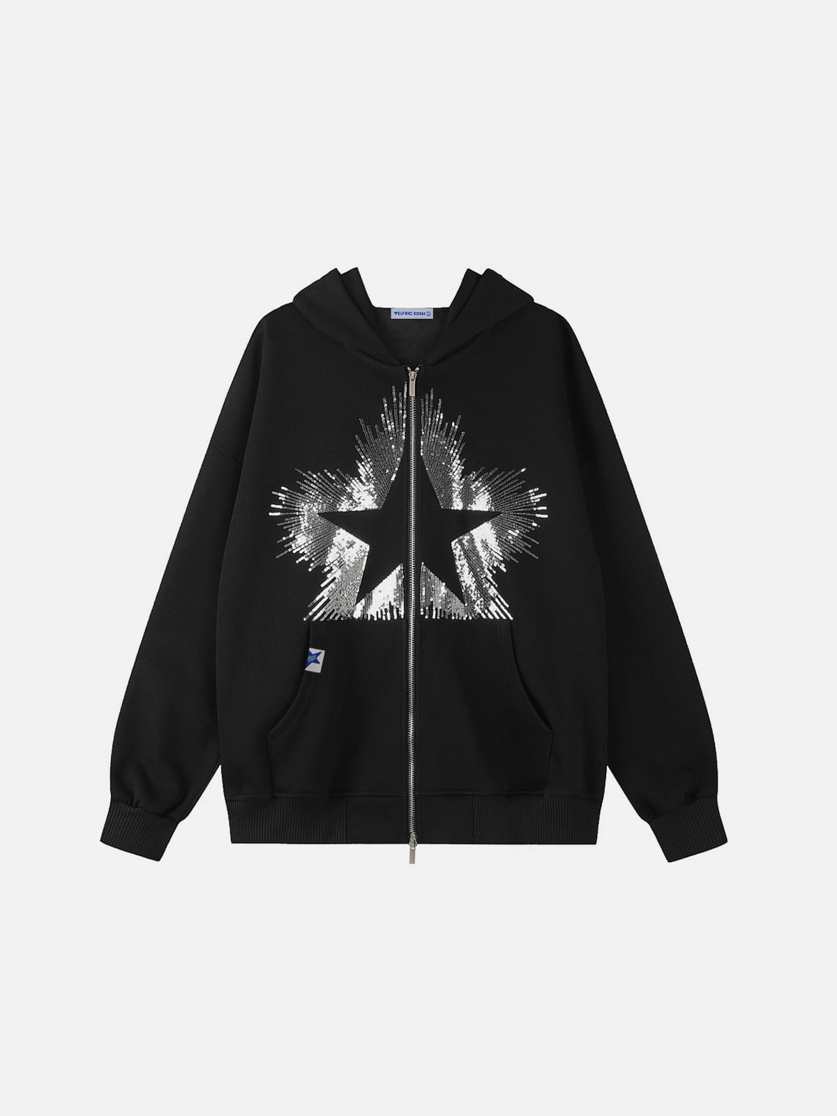 Aelfric Eden Sequin Star Burst Zip Up Hoodie