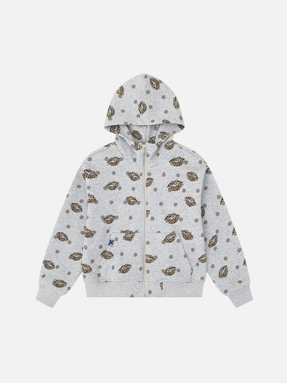 Aelfric Eden Leopard  Zip Up Hoodie