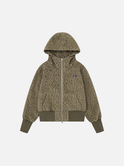 Aelfric Eden Leopard Faux Fur Zip Up Hoodie