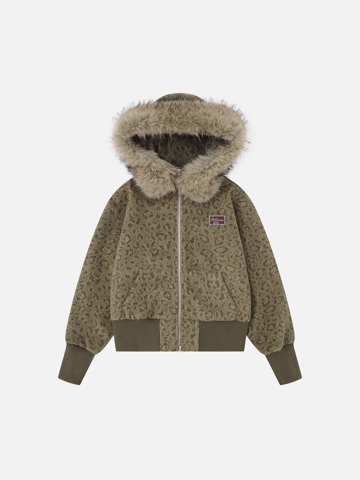 Aelfric Eden Leopard Faux Fur Zip Up Hoodie