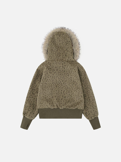 Aelfric Eden Leopard Faux Fur Zip Up Hoodie