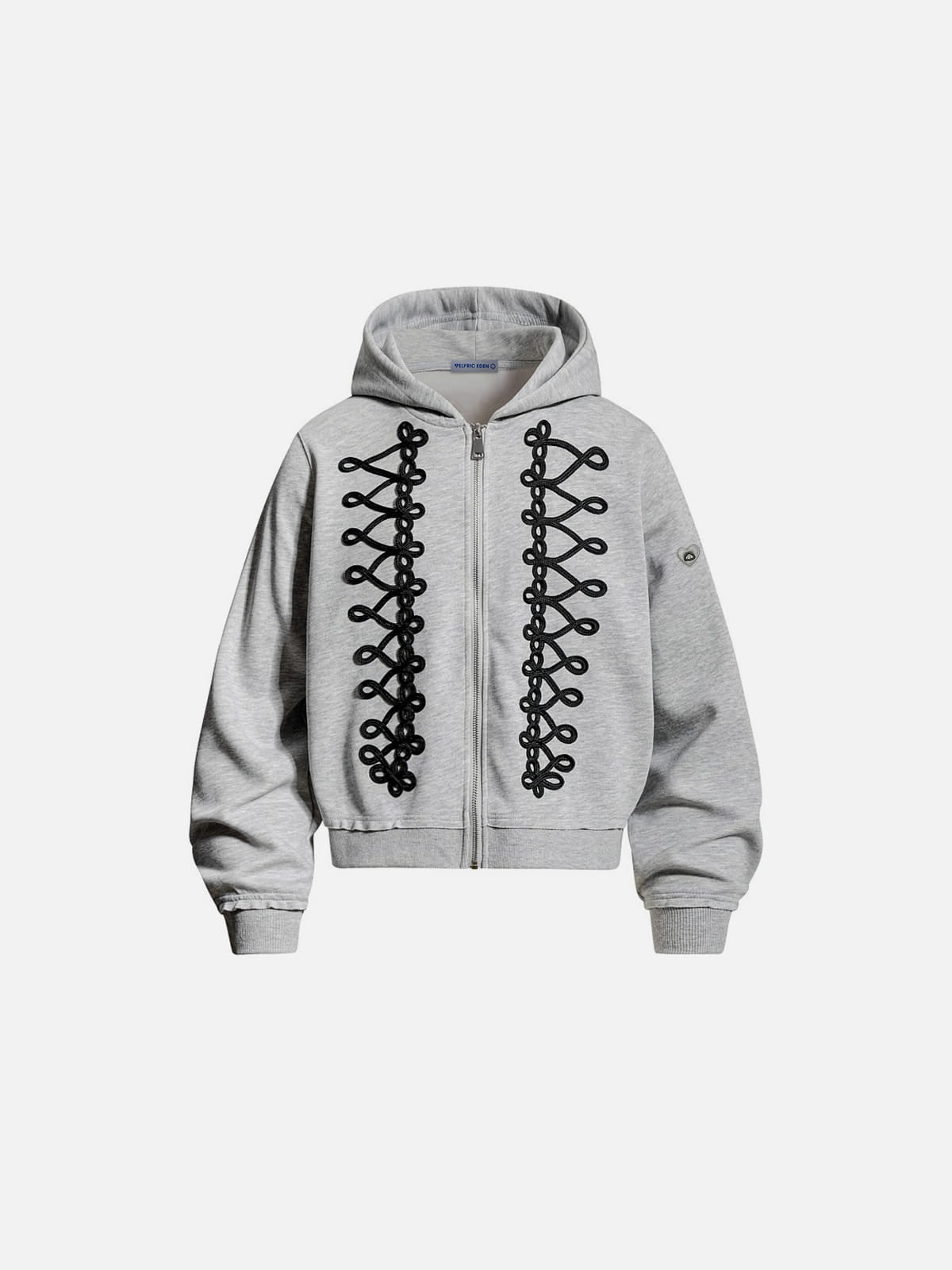 Aelfric Eden Lace-Up Embroidery Zip Up Hoodie