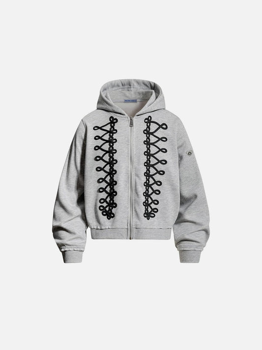 Aelfric Eden Lace-Up Embroidery Zip Up Hoodie