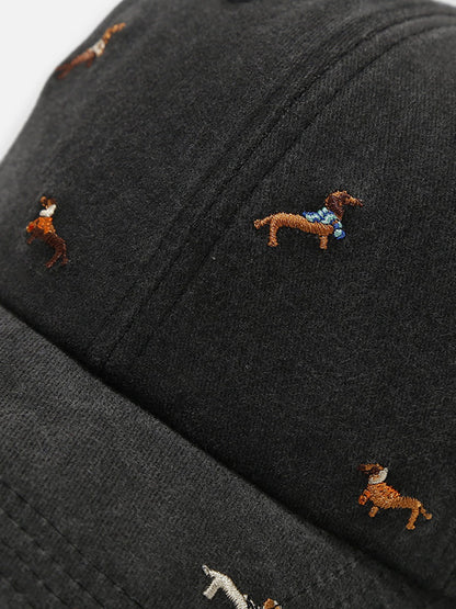 Embroidery Dachshund Washed Cap