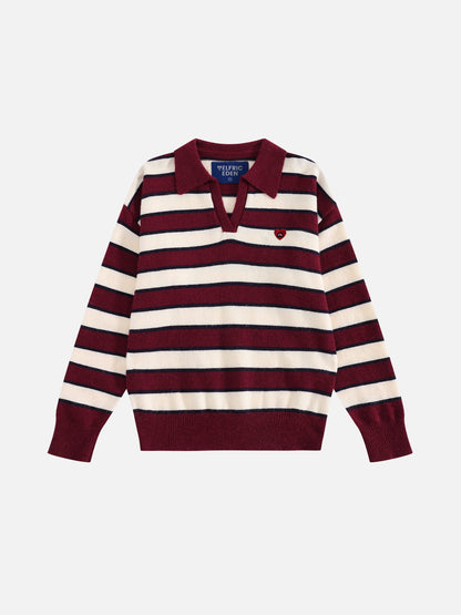 Aelfric Eden Polo Collar Striped Sweater