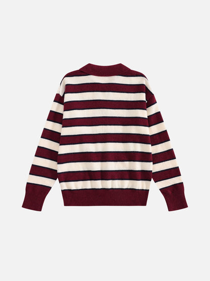 Aelfric Eden Polo Collar Striped Sweater