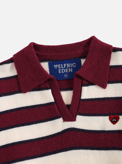 Aelfric Eden Polo Collar Striped Sweater