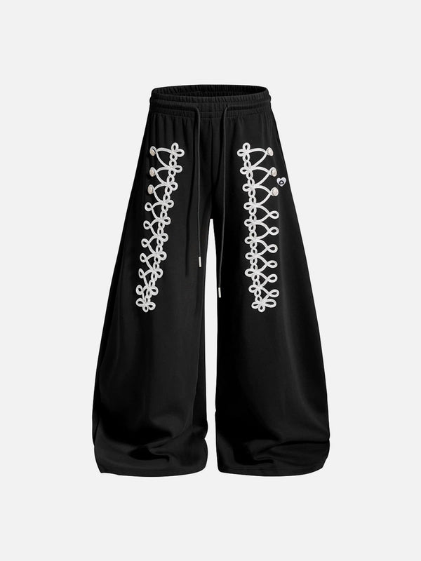 Aelfric Eden Lace-Up Embroidery Baggy Barrel Sweatpants