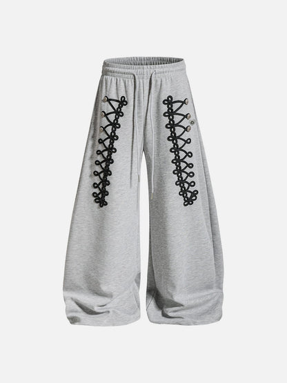 Aelfric Eden Lace-Up Embroidery Baggy Barrel Sweatpants