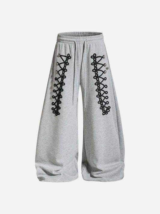 Aelfric Eden Lace-Up Embroidery Baggy Barrel Sweatpants