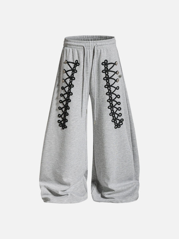 Aelfric Eden Lace-Up Embroidery Baggy Barrel Sweatpants