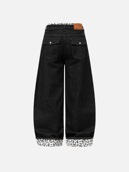 Aelfric Eden Leopard Cuff Baggy Barrel Jeans