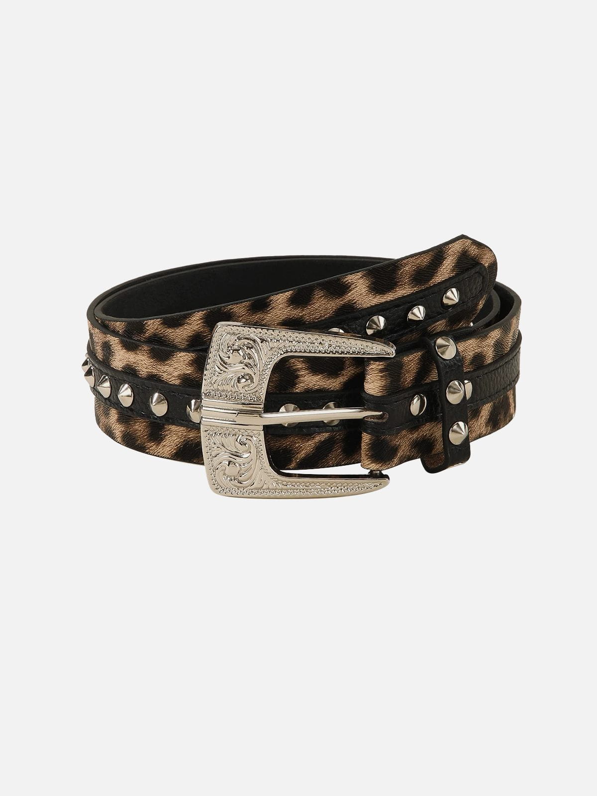 Leopard Print Studded Belt