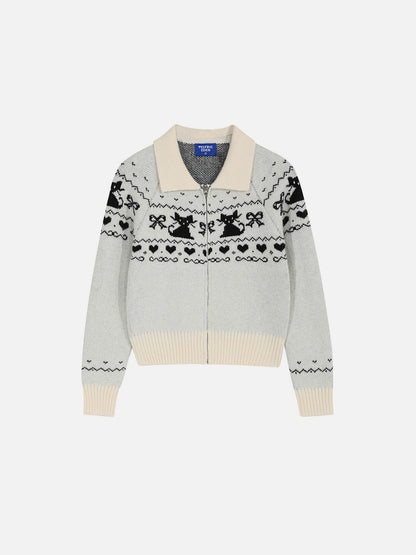 Aelfric Eden Boxy Cat Fair Isle Cardigan