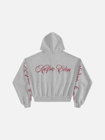 Aelfric Eden Boxy Script Graphic Zip Up Hoodie