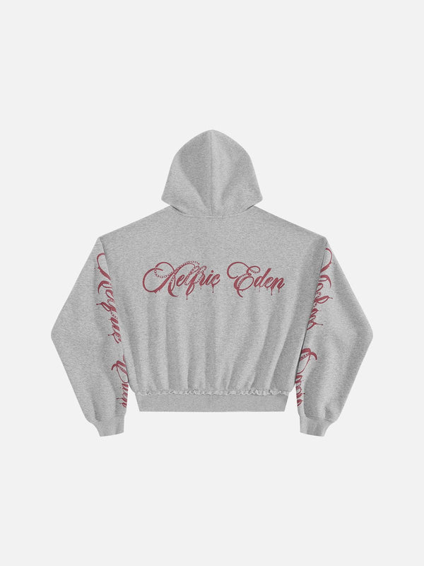 Aelfric Eden Boxy Script Graphic Zip Up Hoodie