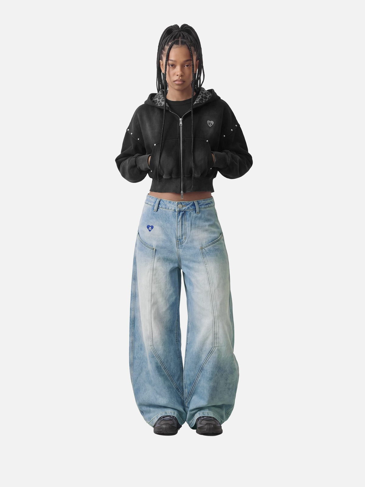 Aelfric Eden Cropped Spray Dyed Zip Up Hoodie