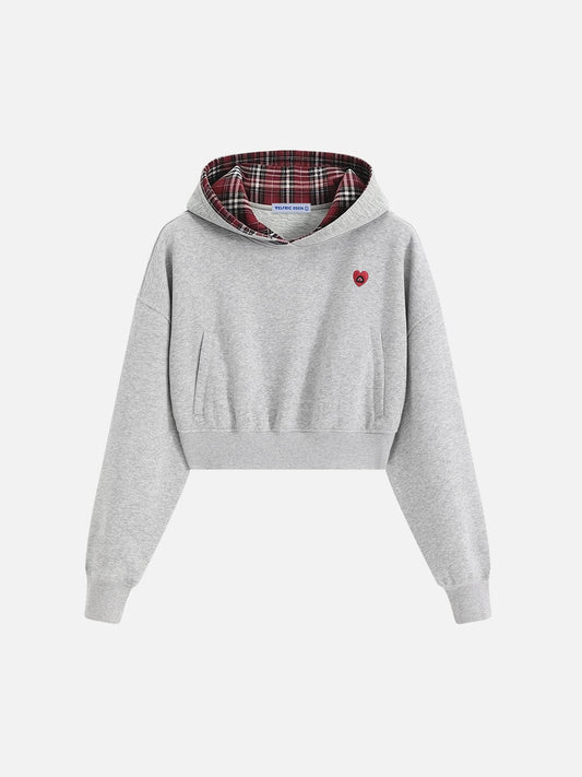 Aelfric Eden Cropped Plaid Lined Pullover Hoodie