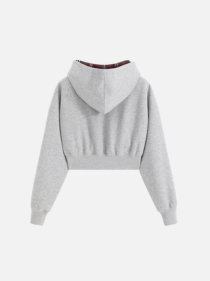 Aelfric Eden Cropped Plaid Lined Pullover Hoodie