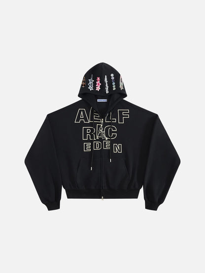 Aelfric Eden Boxy Graphic Zip Up Hoodie