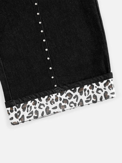 Aelfric Eden Leopard Cuff Baggy Barrel Jeans