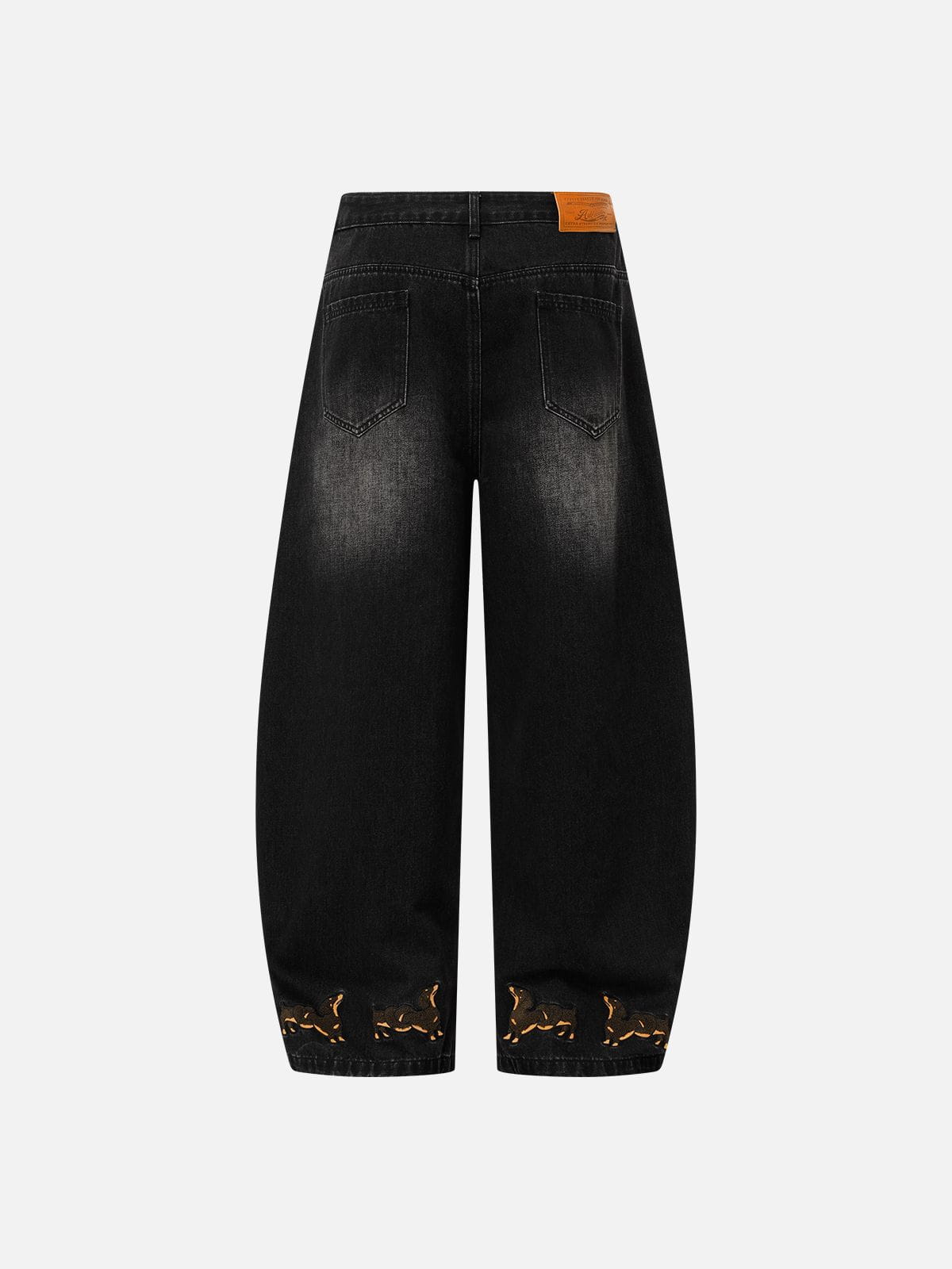 Aelfric Eden Dachshund Embroidery Baggy Barrel Jeans