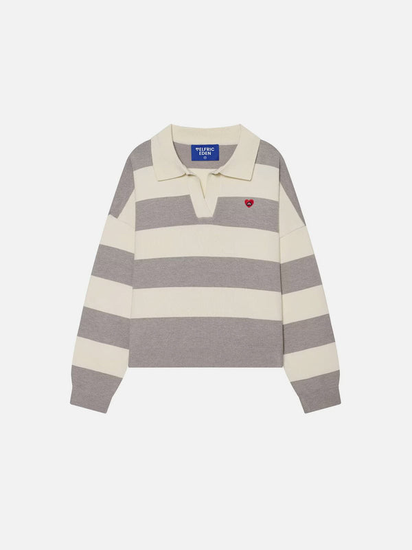 Aelfric Eden Polo Collar Striped Sweater