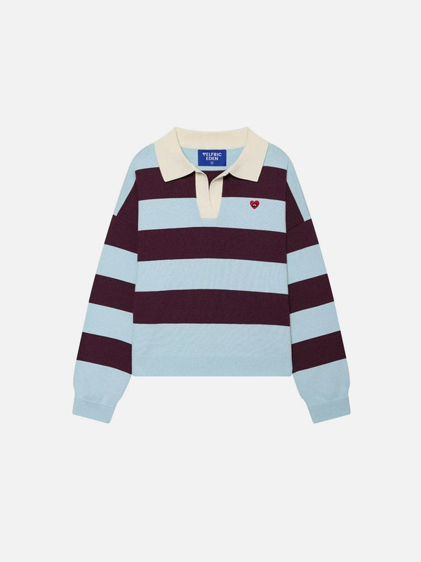 Aelfric Eden Polo Collar Striped Sweater