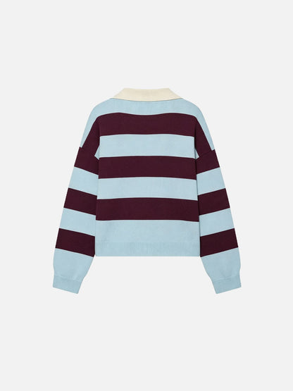 Aelfric Eden Polo Collar Striped Sweater