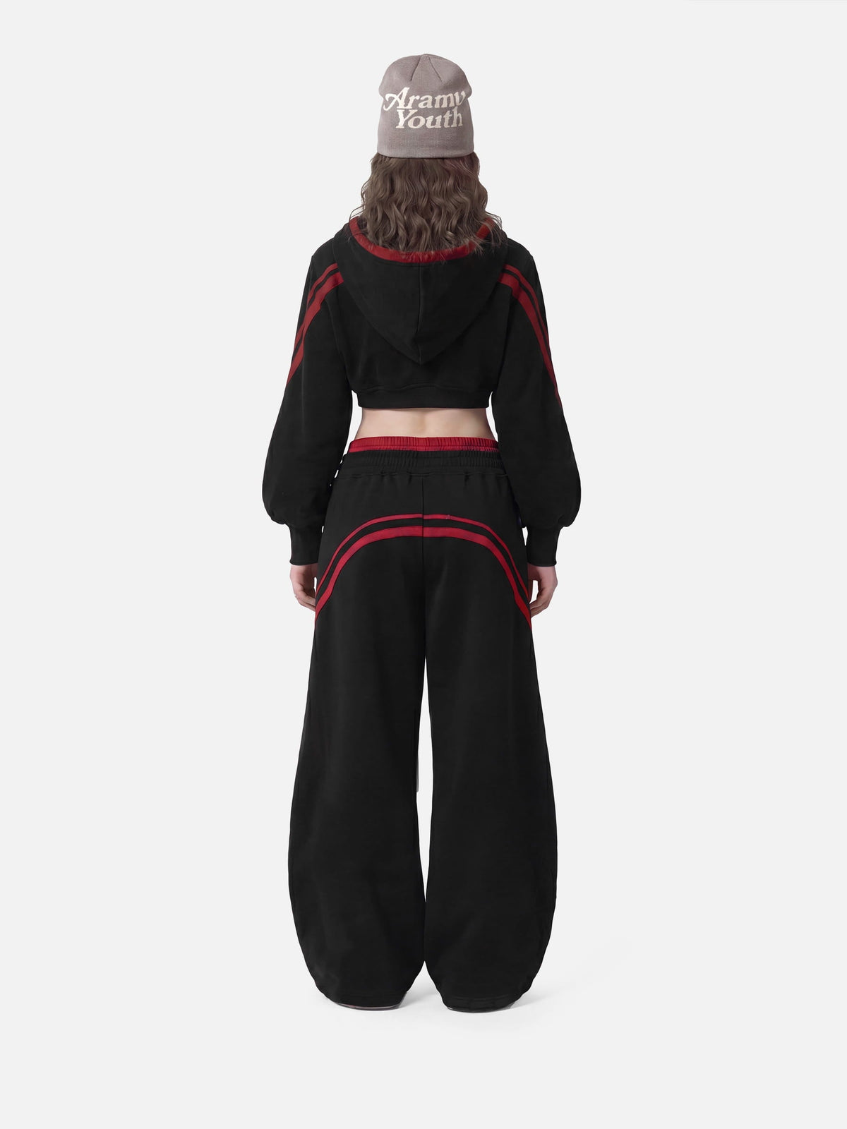 Aelfric Eden Cropped Contrast Stripe Zip Up Hoodie