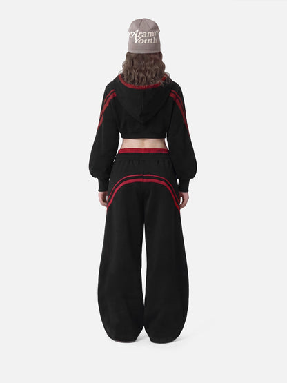 Aelfric Eden Cropped Contrast Stripe Zip Up Hoodie