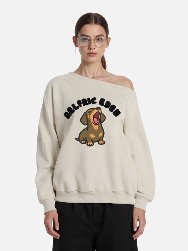Aelfric Eden Dachshund Off-The-Shoulder Sweatshirt