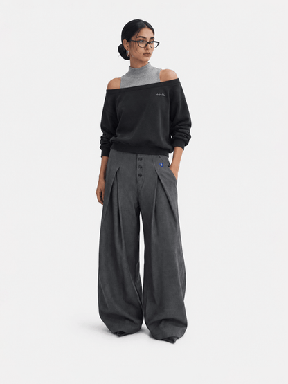 Aelfric Eden Boxy Layered Off-The-Shoulder Sweatshirt