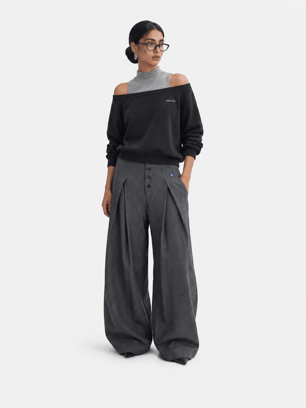 Aelfric Eden Boxy Layered Off-The-Shoulder Sweatshirt