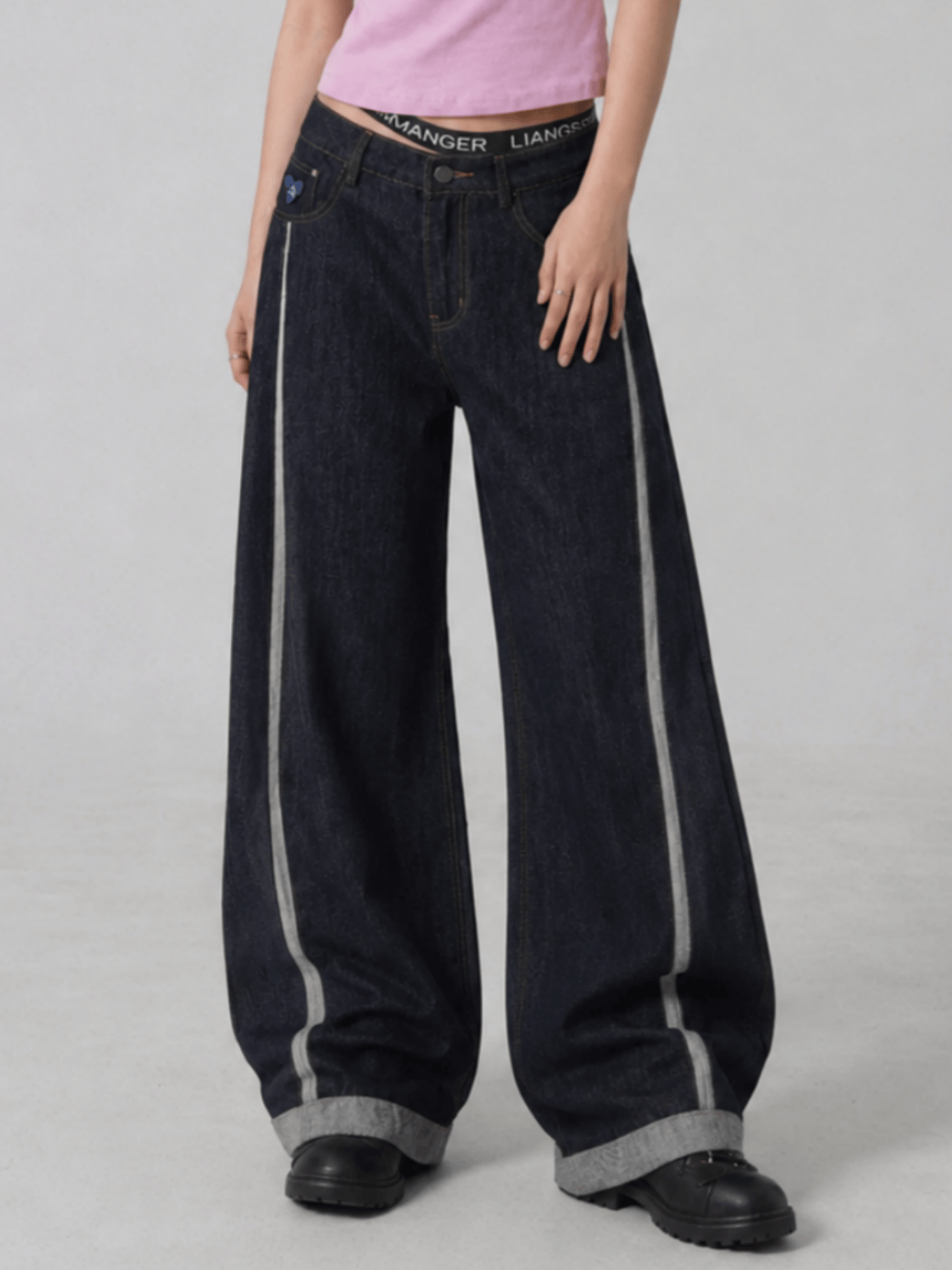 Aelfric Eden Contrast Turn-Up Baggy Jeans