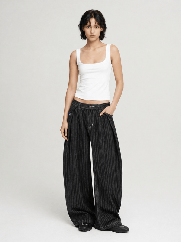 Aelfric Eden Pinstripe Baggy Barrel Jeans