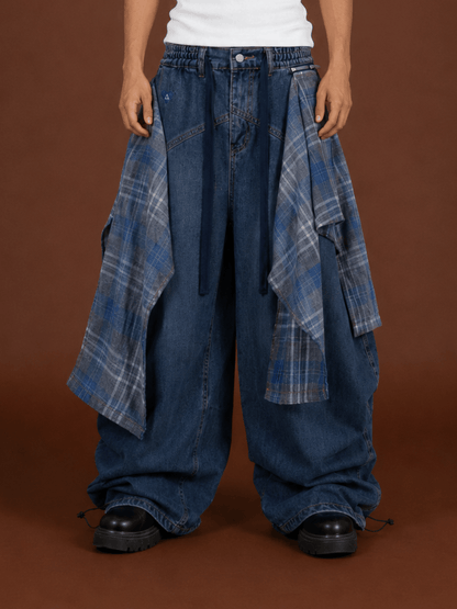 Aelfric Eden Detachable Plaid Layer Baggy Jeans