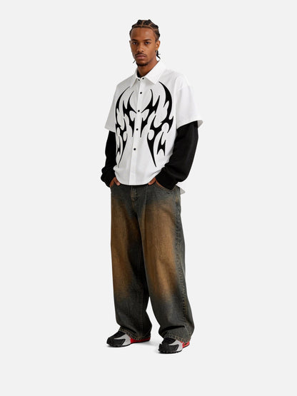 Aelfric Eden Tribal Panel Layered Long Sleeve Shirt