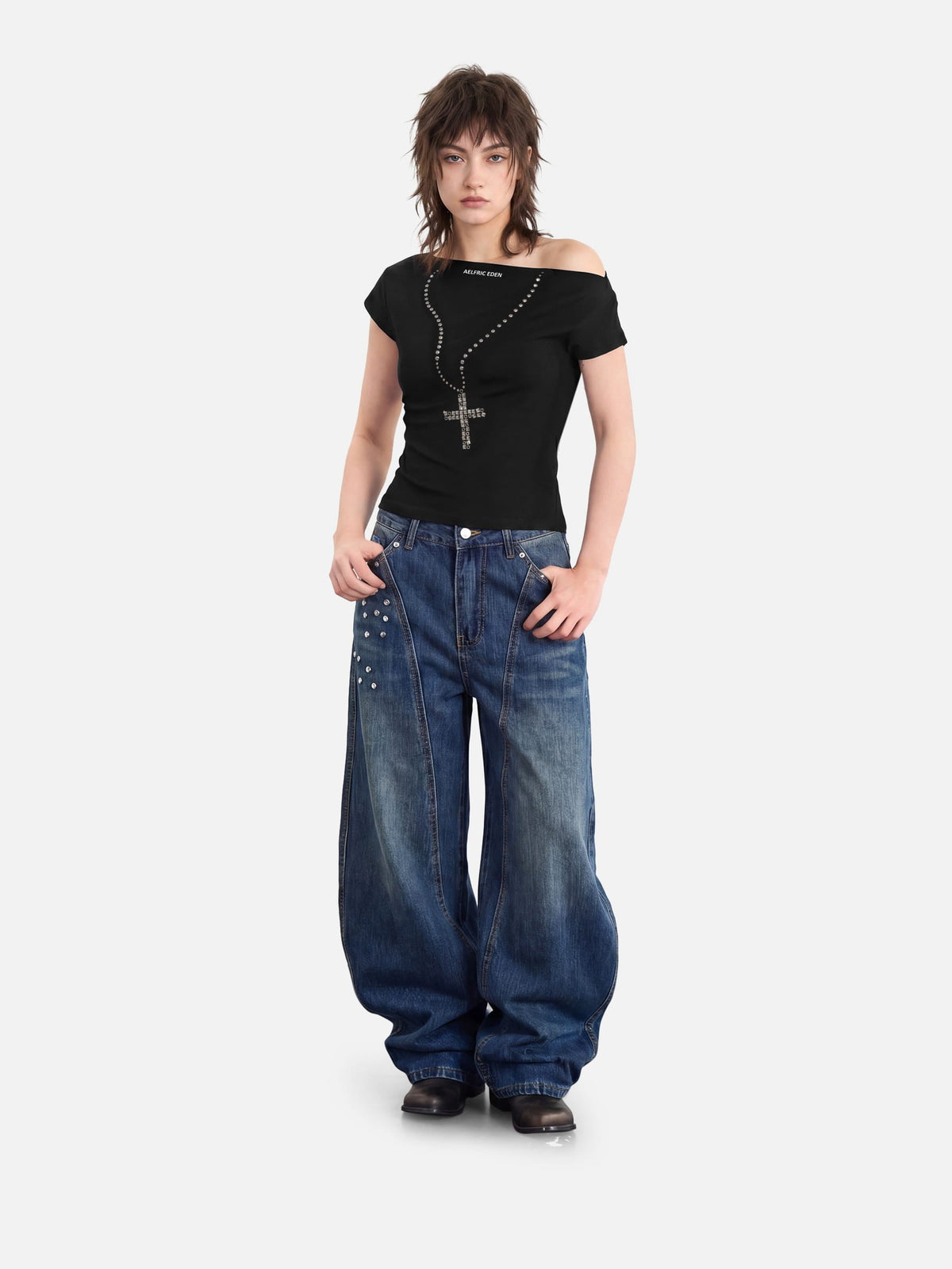 Aelfric Eden Studded Off-the-Shoulder Tee
