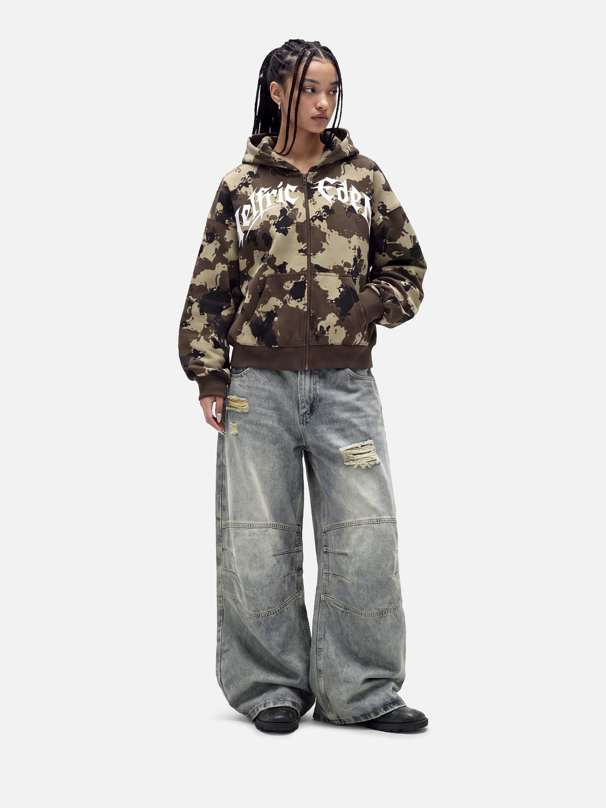 Aelfric Eden Boxy CAMO Zip Up Hoodie