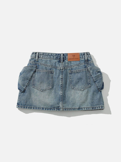 Aelfric Eden Bow Denim Micro Mini Skirt